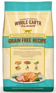 Whole Earth Farms Grain Free Recipe Dry for Cat back side.